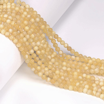 Намистини Нефрит жовтий, Натур. камінь, 4,5 мм, Круглі (BUS-056089)