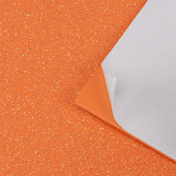 Фоамиран глиттерный на клеевой основе, 2 мм, Оранжевый, 20х30 см (FOM-059114)