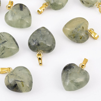 Подвеска Сердце, Натур. камень Пренит, 18х15х10 мм (POD-057942)