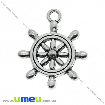 Підвіска метал. Штурвал (двостор.), 23х19 мм, Античне срібло (POD-022848)