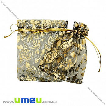 Подарочная упаковка из органзы, 10х12 см, Черная (UPK-020392)