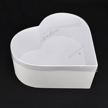 Подарочная коробка Сердце с прозрачной крышкой, 28х25х11 см, Белая (UPK-060647)