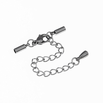 Замок-карабин из нерж. ст. с колпачками 8х2,5 мм, Темное серебро (STL-055753)