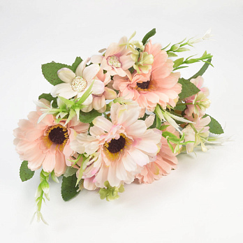 Букет гербери з ромашками, 33 см, Персиковий (DIF-057631)