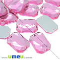 Пришивной кристалл пласт. Прямоугольник граненый, 18х13 мм, Розовый (KAB-012151)