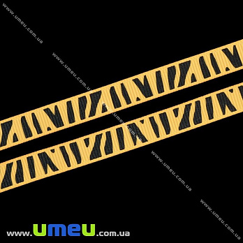 Репсова стрічка з малюнком Тигрова, 10 мм, Помаранчева (LEN-012786)