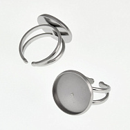 Кільце з нерж. сталі під кабошон 16 мм, Темне срібло (OSN-060537)