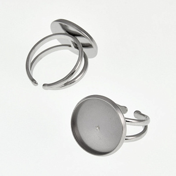 Кольцо из нерж. стали под кабошон 16 мм, Темное серебро (OSN-060537)