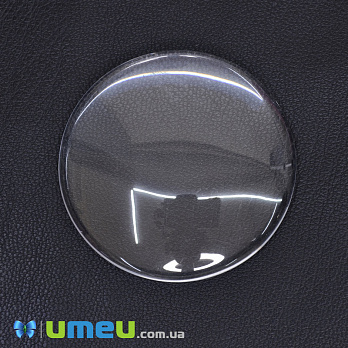 Кабошон скляний Лінза кругла, 40 мм, Прозорий (KAB-035020)