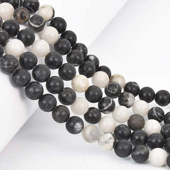 Намистини Яшма зебра, Натур. камінь, 8 мм, Круглі (BUS-058039)