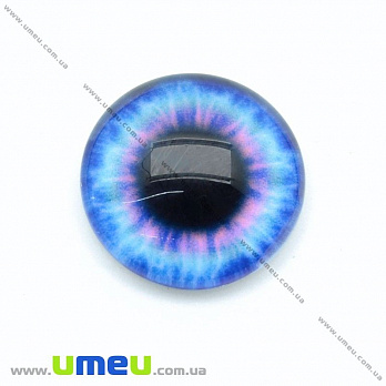 Кабошон стекл. с принтом Глаз, 14 мм, Синий, Круглый (KAB-015260)
