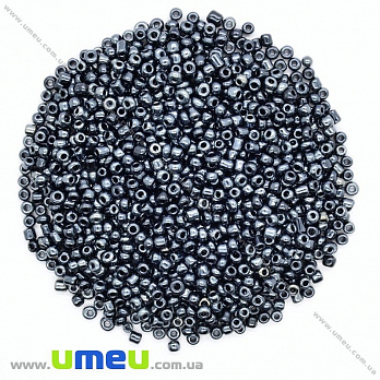 Бісер китайський середній, 8/0, Мокрий асфальт перламутровий, 3 мм (BIS-026148)