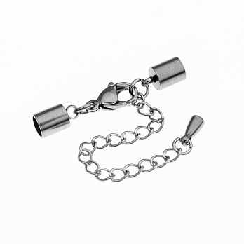 Замок-карабін із нерж. ст. з ковпачками 9х5 мм, Темне срібло (STL-055755)