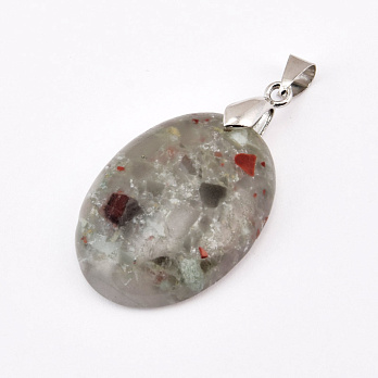 Підвіска Овал, Натур. камінь Геліотроп, 30х22 мм (POD-058727)