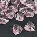 Бусина стеклянная, Сердце граненое, 14х14х9 мм, Розовая (BUS-059986)
