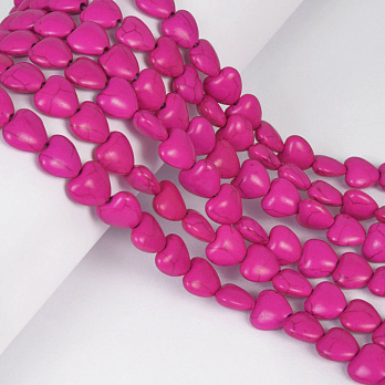 Намистини Бірюза пофарбована, Синт. камінь, 10х10х5 мм, Серце (BUS-057531)