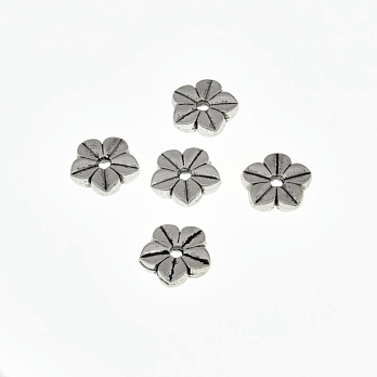 Намистини мет. плоскі Квітка, 11х3 мм, Античне срібло (BUS-032690)