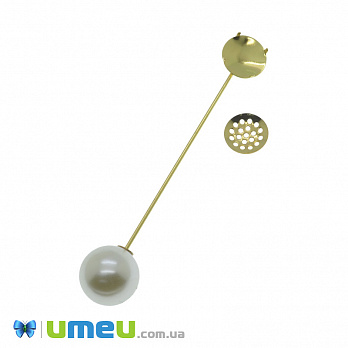 Основа для брошки з заглушкою, С ситечком 12 мм, 80х13 мм, Золото (OSN-039902)