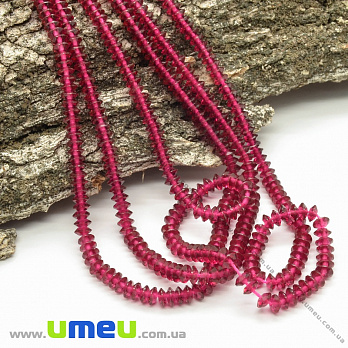 Бусины Шпинель малиновая, Натур. камень, 3х2 мм, Круглые плоские граненые (BUS-037285)