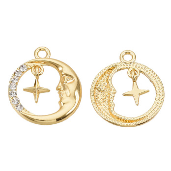 Подвеска метал. Круглая со стразами, 20х17 мм, Светлое золото (POD-053541)