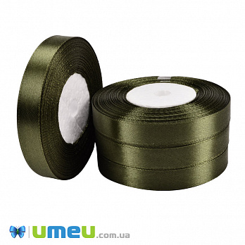 Атласная лента, 12 мм, Хаки (LEN-051027)