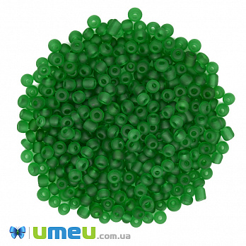 Бісер китайський великий, 6/0, Зелений прозорий матовий, 4 мм (BIS-039274)