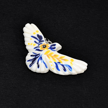 Підвіска Горлиця з полімерної глини, 42х23 мм, З малюнком (POD-059383)