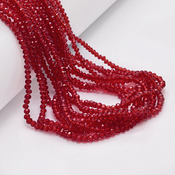 Бусины рондели, 3х2,5 мм, Красные (BUS-049243)