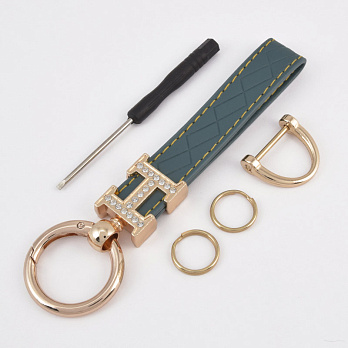 Брелок, 13х3,5 см, Сірий, Штучна шкіра, Золото (OSN-058513)