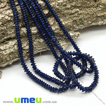 Намистини Шпінель синя, Натур. камінь, 3х2 мм, Круглі плоскі грановані (BUS-037286)