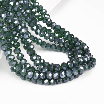 Бусины рондели, 6х5 мм, Зеленые AB (BUS-057085)