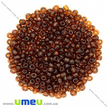Бисер китайский крупный, 6/0, Коричневый прозрачный, 4 мм (BIS-003529)