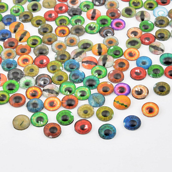 Кабошони скляні з принтом Око, 8 мм, Круглі, Мікс (KAB-057875)