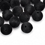 Намистини оксамитові, Круглі, 12 мм, Чорні (BUS-060179)