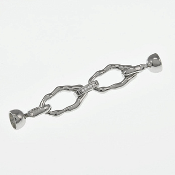 Застібка, 60х10 мм, Латунь з покриттям Родій, Куб. цирконій (ZAM-058484)