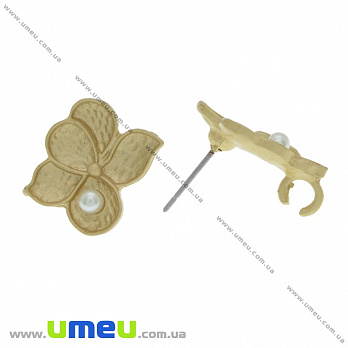 Пусеты Цветы, Матовое золото, 20х16,5х15 мм (OSN-036491)