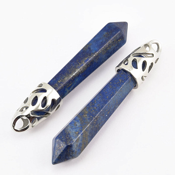 Підвіска Кристал, Натур. камінь Ляпіс Лазурит, 58х10 мм (POD-058615)