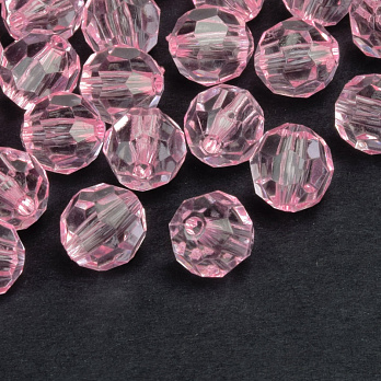 Намистини акрилові, Круглі грановані, 10 мм, Рожеві світлі (BUS-059878)