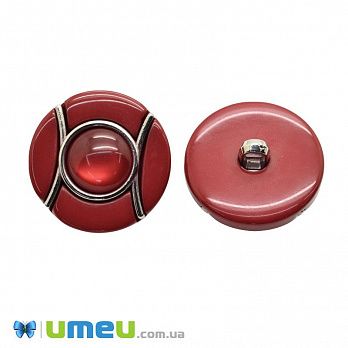 Гудзик пластиковий на ніжці тонований Круглий, 30 мм, Червоний (PUG-046322)