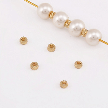 Намистини-розділювачі, 3х1,5 мм, Латунь з покриттям 14 kt (BUS-055835)