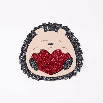 Декоративний виріб з фоамірану клейового Їжачок із серцем, 8,5х8 см, Сірий (FOM-056584)