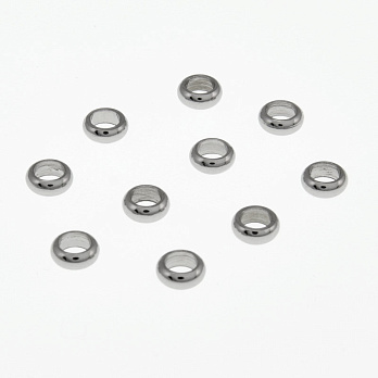 Бусины из нерж. стали Круглые плоские, 5х2 мм, Темное серебро (STL-058410)