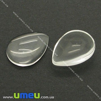 Кабошон скляний Лінза крапля, 13х18 мм, Прозорий (KAB-005134)