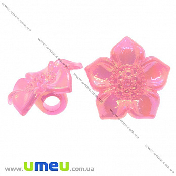 Гудзик пластиковий на ніжці Хризантема, 17х10 мм, Рожевий АВ (PUG-008913)