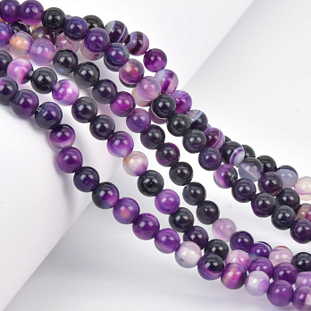 Намистини Агат фіолетовий, Натур. камінь, 6 мм, Круглі, 18 см (BUS-058050)
