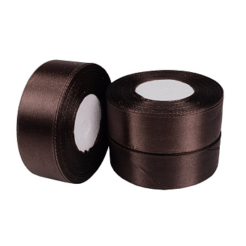 Атласна стрічка, 25 мм, Коричнева темна (LEN-055252)