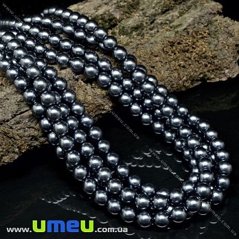 Намистини чеське скло Preciosa Перли 6 мм 70040, Сірий темний (BUS-036081)