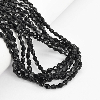 Бусины стеклянные, Рис граненый, 5,5х4 мм, Черные (BUS-057476)