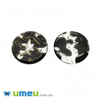 Пуговица пластиковая Круглая, 28 мм, Черная (PUG-046556)