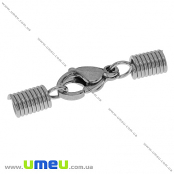 Замок-карабін із затискачами-пружинками з нержавіючої сталі, 28 мм, Темне срібло (STL-049431)